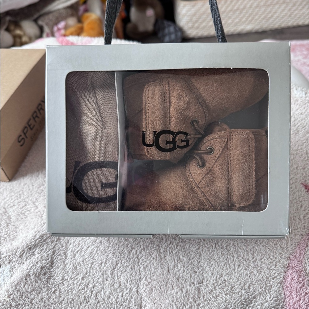 UGG Brown Baby Booties & Beanie